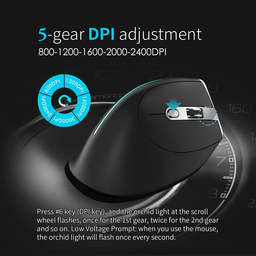 ZELOTES F-36 Wireless Vertical Mouse 2.4G Bluetooth-compatible Mice 2400 DPI 8 Buttons Gaming Mouse for Computer Laptop Desktop. 