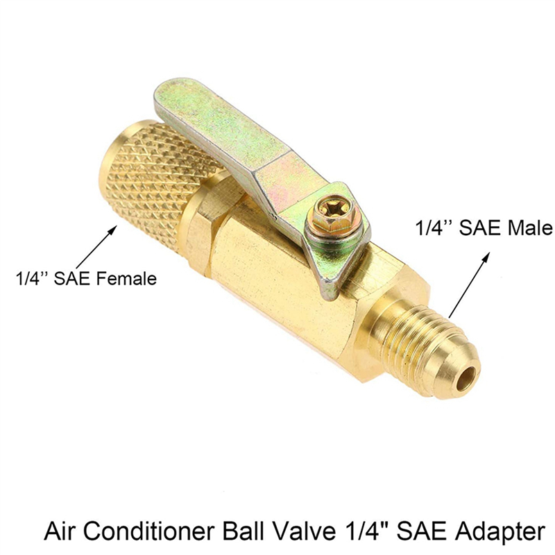 2X Air Conditioner Ball Valve 1/4 Inch SAE Adapter and 1/4 Inch Valves Core Quick Coupler,for R134A Refrigerant