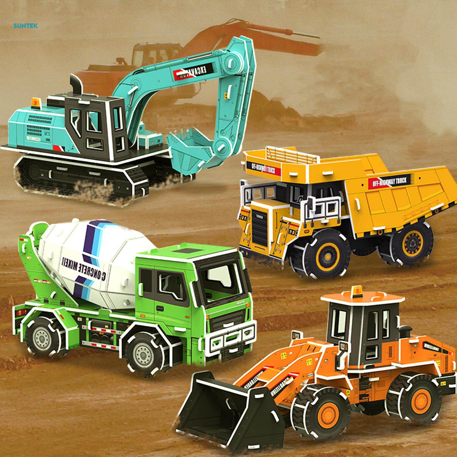 4 Pieces 3D Cardboard Model Car Kits Experiments DIY Crafts 3D Paper Puzzle DIY Set for Kids Child