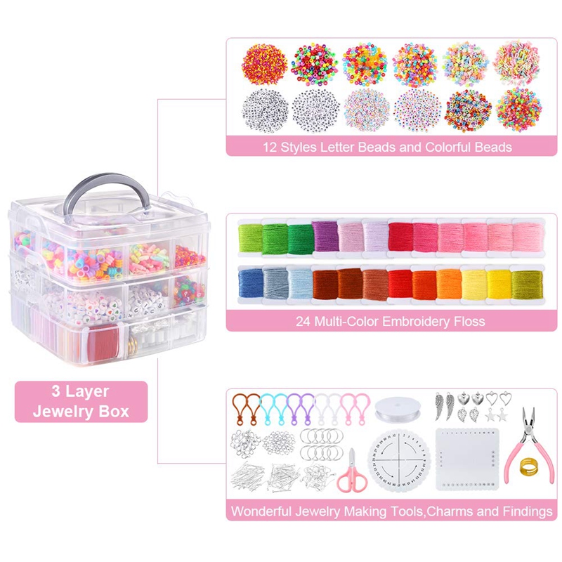 12 Styles Friendship Bracelet Kit with String and Letter Beads, Color Embroidery Floss, Elastic Cord, Braiding Disc, Findings for Friendship Bracelets, Jewelry Making. 