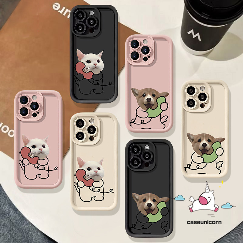 Simple Cute Kitten Puppy Angel Eye Case For Redmi 9A 13C 12C 12 10C 9 9C NFC 10A 9T A2 A1 Redmi Note 10s 12 11s 9 8 11 10 Pro Max Poco M3 X5 C55 Mi 11 Trendy Cartoon Couples Cover