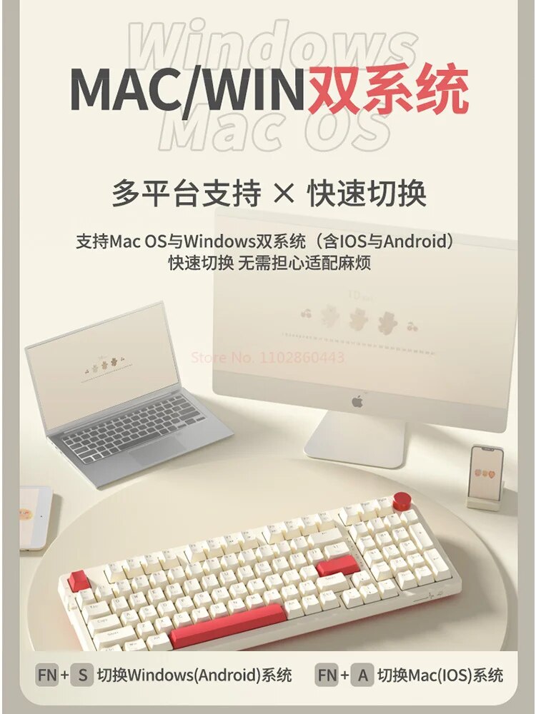 BASTC Ak98 Mechanical Keyboard 3-Mode 2.4G BT Wired Hot Plug Gasket Alloy Volume Knob Red/Brown Switch Game Office Keyboard Gift. 