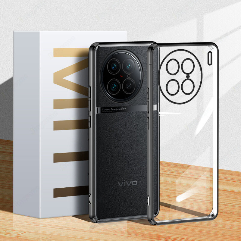 For VIVO X90 5G/X90 Pro 5G/X100 5G/X100 Pro 5G Phone Case Soft Silicone TPU Electroplating Clear Lens Protection Back Cover
