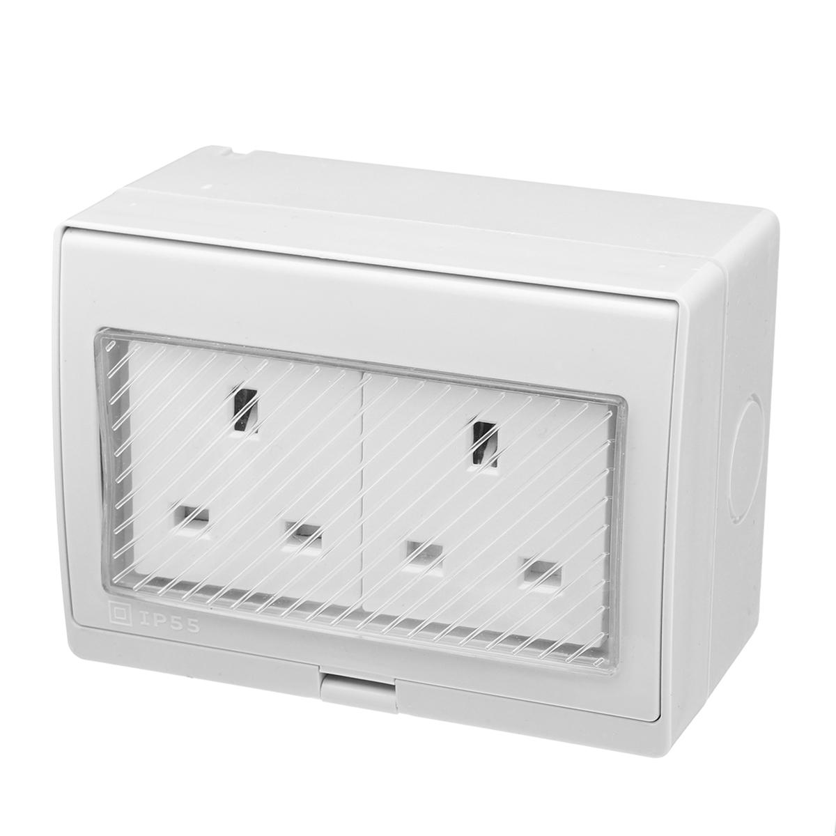 Helpful Waterproof IP55 13A Two Socket Plug Outdoor Storm Power Switched Damp