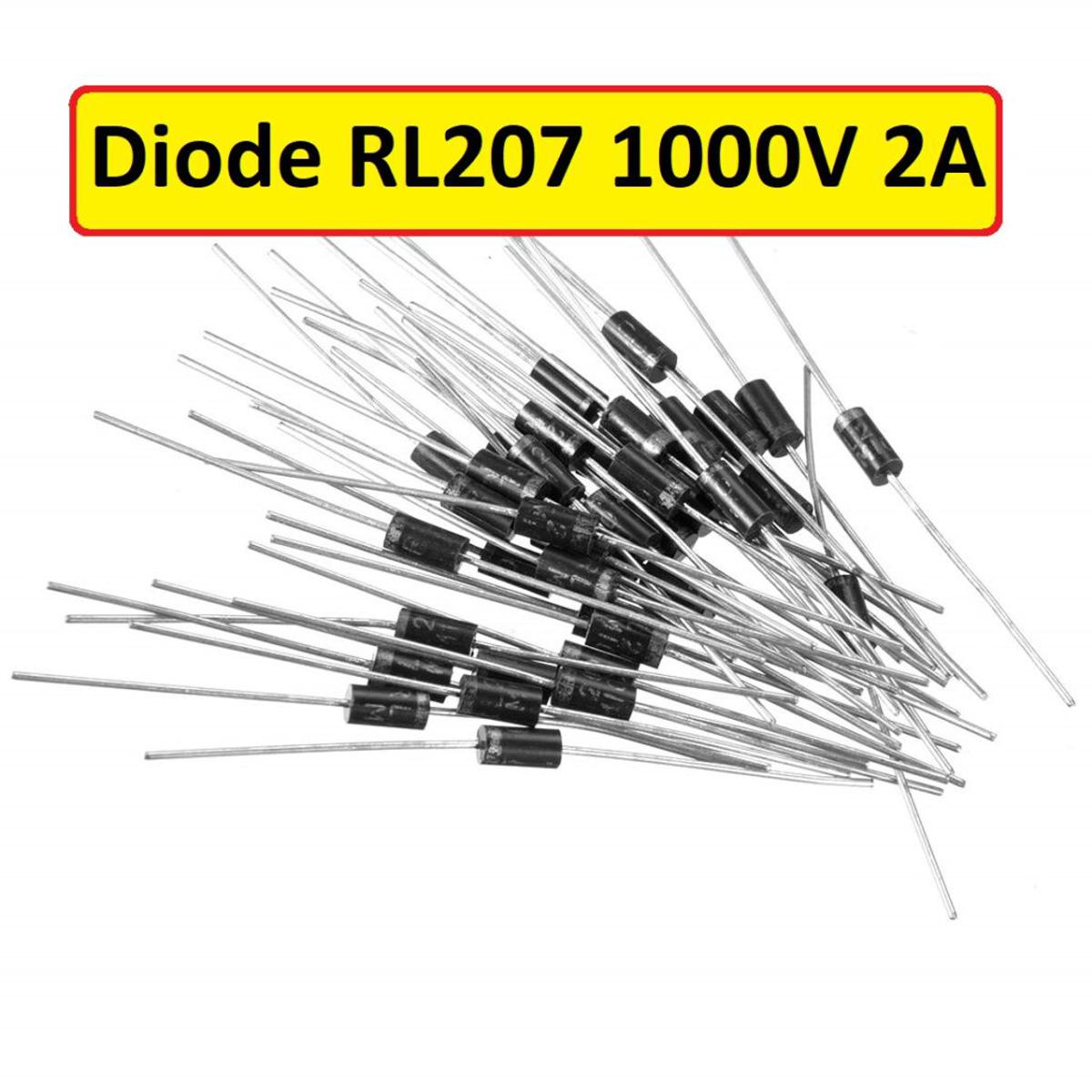 10Pcs- Diode RL207 RL-207 1000V 2A General Purpose Rectifier Diodes Axial Electronic Silicon Junction Diode DO-15 Package 2 Pin Leads Terminals