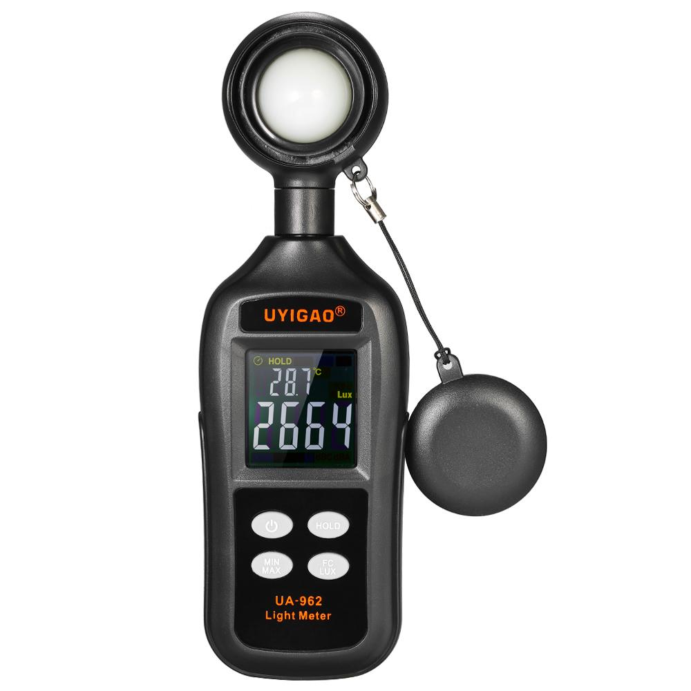 UYIGAO Mini Digital Lux Meter LCD Display Handheld Illuminometer Luminometer Photometer Luxmeter Light Meter 0-200000 Lux with Max/Min/Data Hold Mode. 