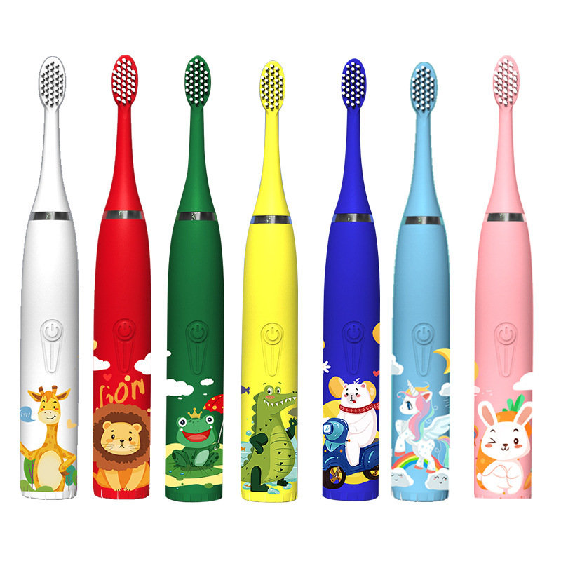Children's Electric Toothbrush Hollow Cup Motor Rechargeable Sonic Type DuPont Soft Brush Head Household Smart Toothbrush. 