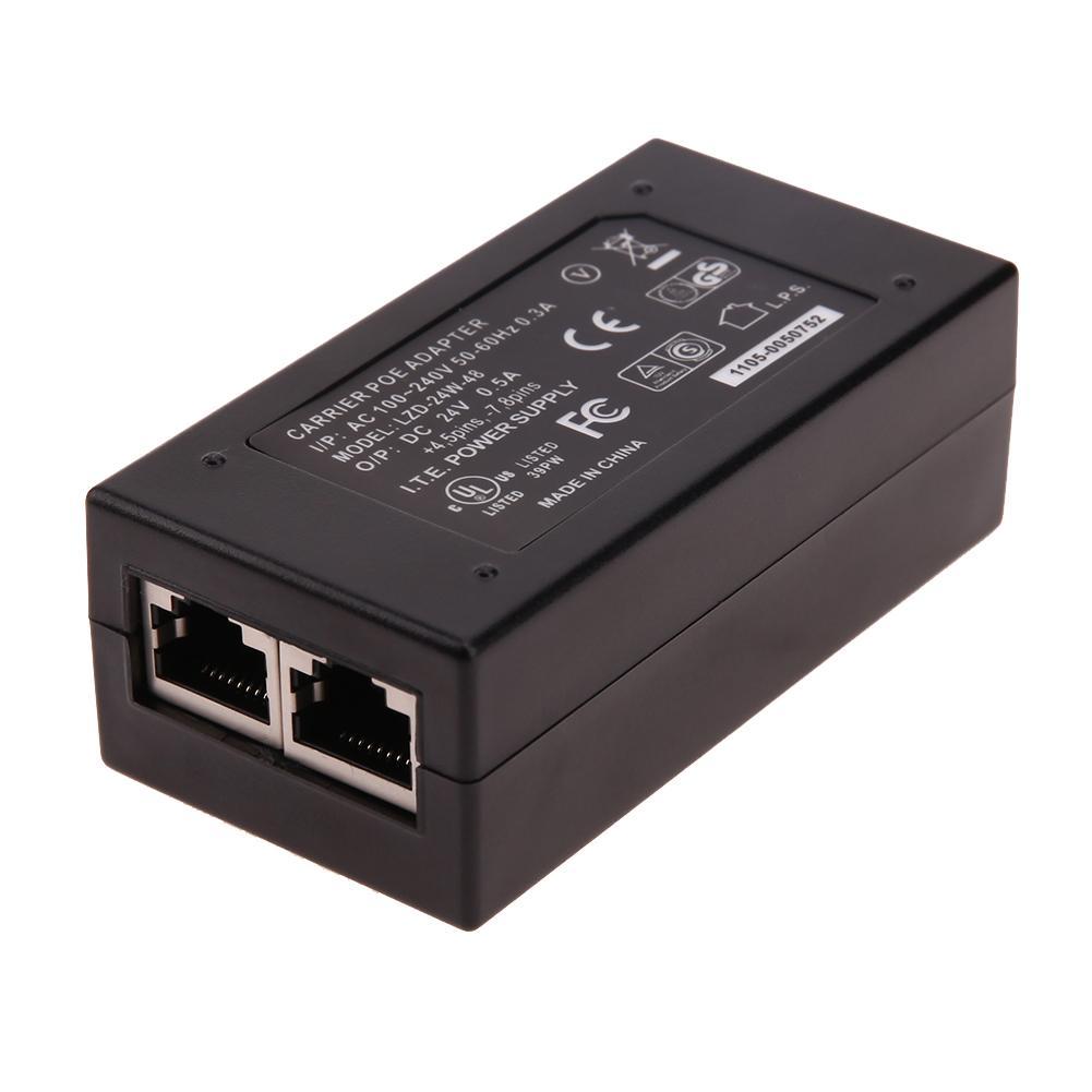 POE Power Supply DC Adapter 24V 0.5A 24W Desktop POE Power Injector Ethernet Adapter Surveillance CC. 