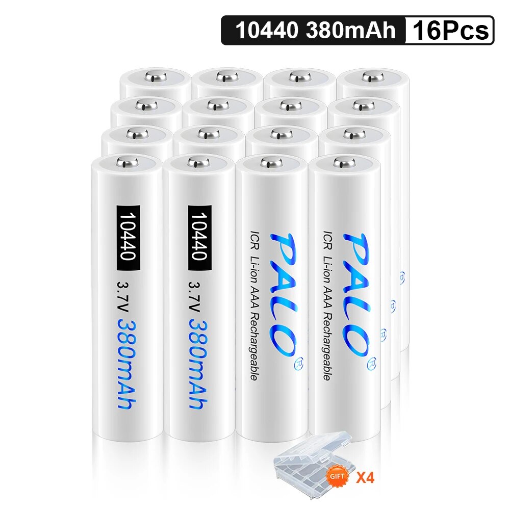 PALO 3.7V 10440 Rechargeable Li-Ion Battery 10440 AAA Lithium ion Batteries for Flashlight Mini Speaker Megaphone lights. 