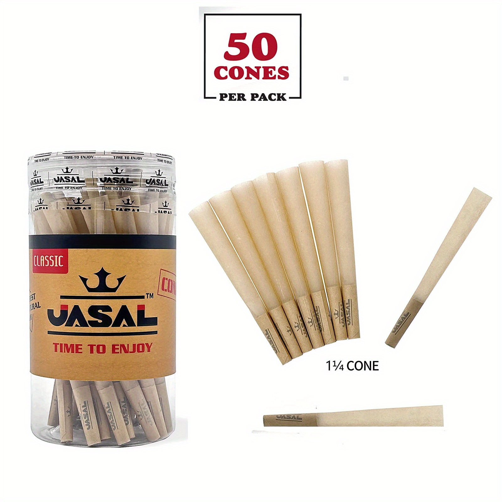 50 Pcs 11/4 Size Pre-Rolled Smoking Rolling Paper ( 50 Cones With Filter)