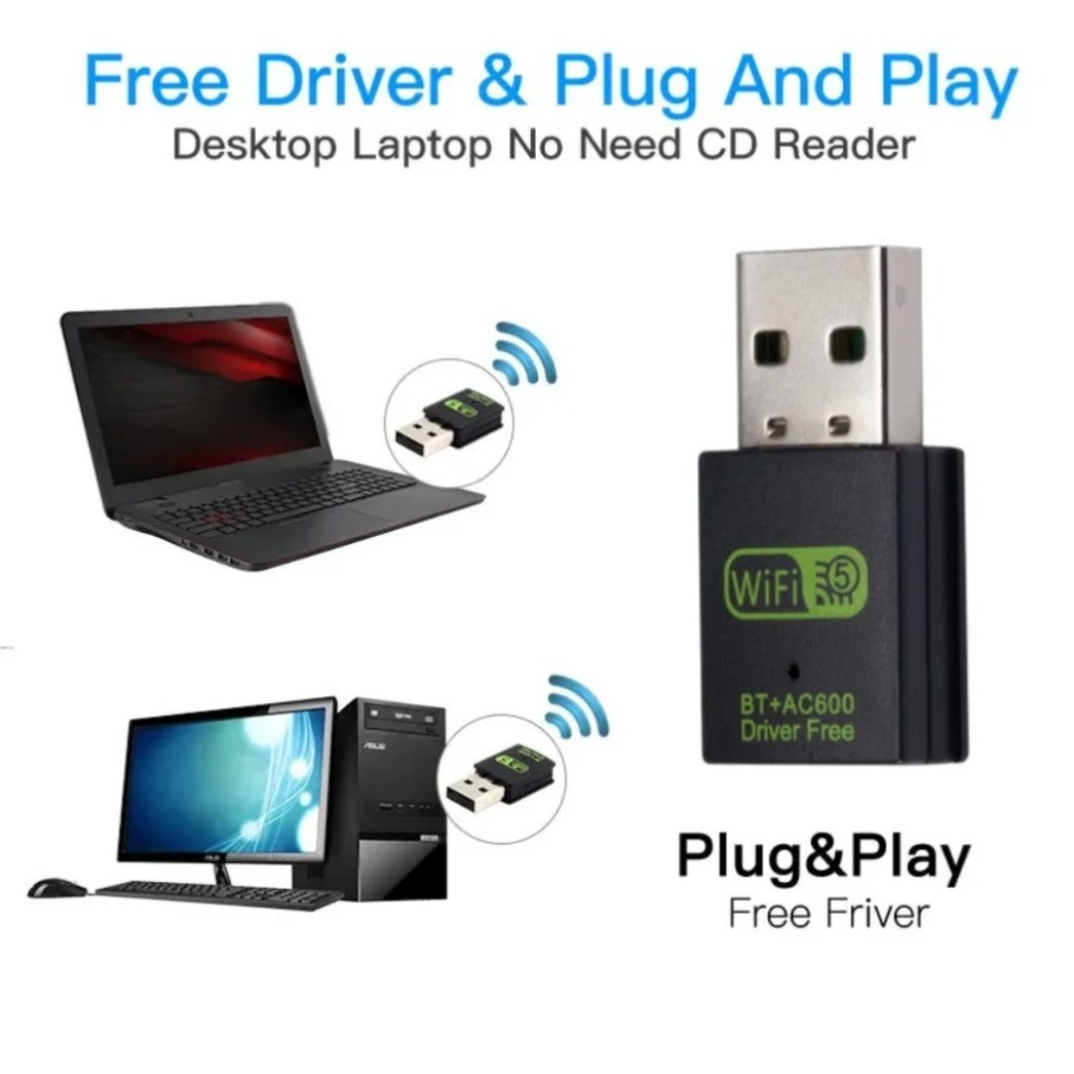 2 in 1 USB WiFi Bluetooth Adapter 600Mbps Dual Band 2.4G 5GHz USB Wi-Fi 5 Network Wireless Wlan Receiver Dongle DRIVER FREE. 