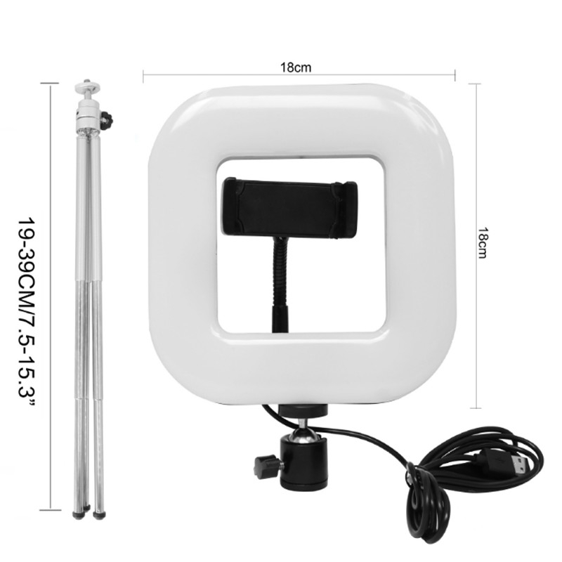 XWJ-D21C Dimmable LED Square Light With Tripod Net Red Live Fill Light Phone Holder. 