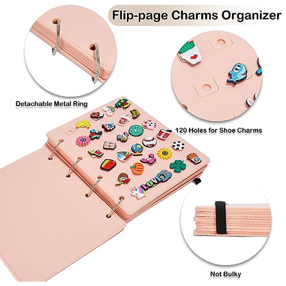 Compact Shoe charms display holder Stylish Transparent Portable Croc charm organizer Easy-to-use Shoe charm collection booklet. 