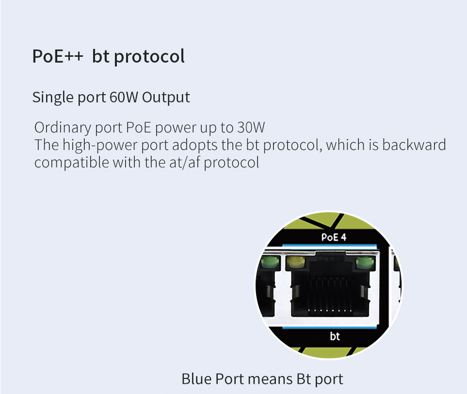 Geneta 6 port PoE Switch, 4FE+2FE Uplink ,Auto Adaption 250mc. 