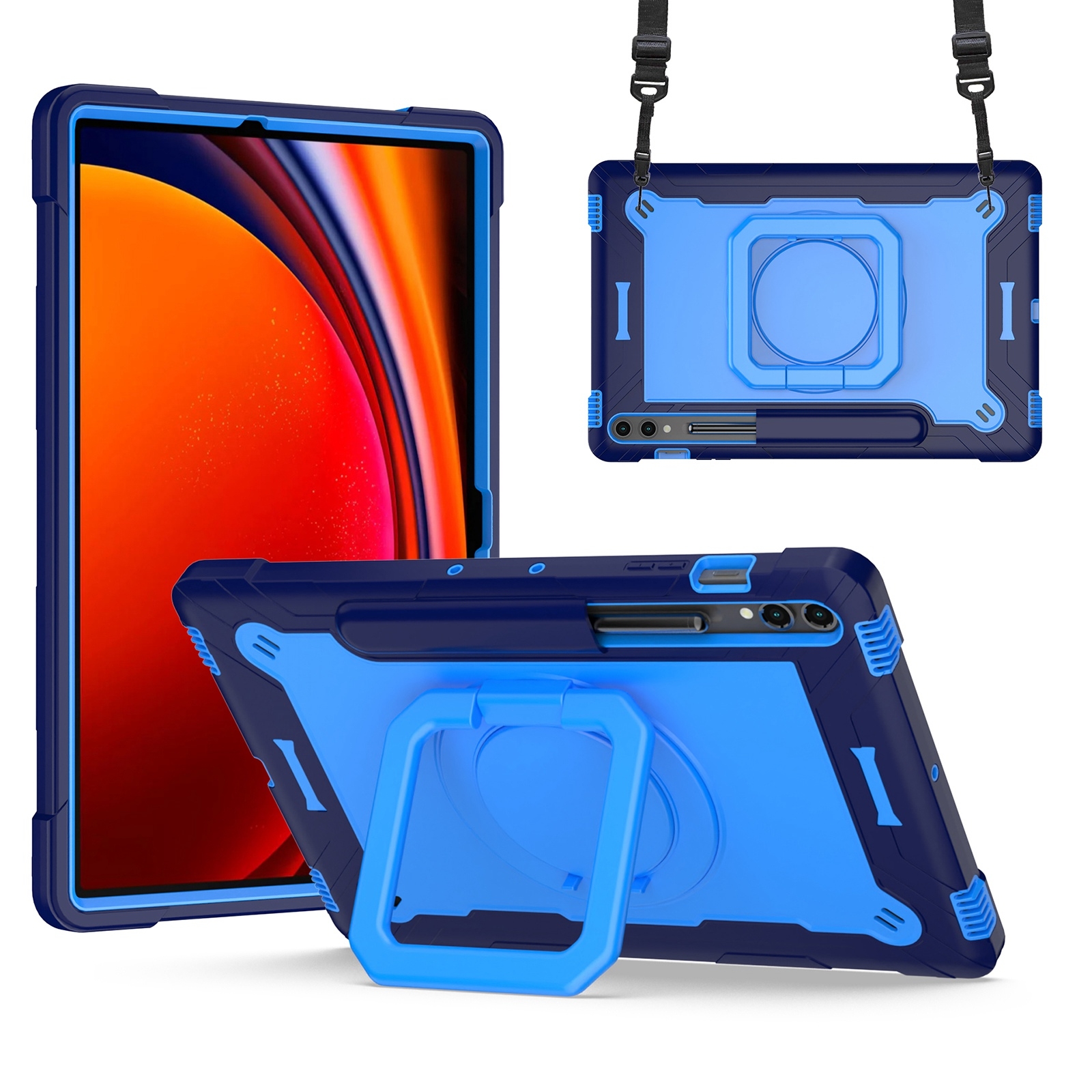 Handle Robot Silicone Hybrid PC Tablet Case For Samsung Galaxy Tab S9 FE+ / S9+. 