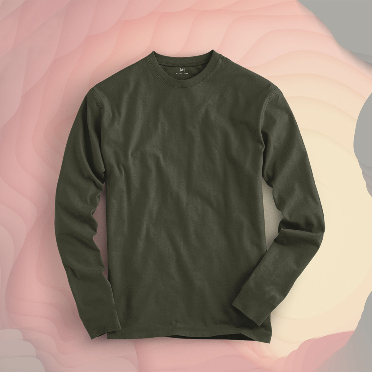 Olive Green Solid Full Sleeve T-shirt 