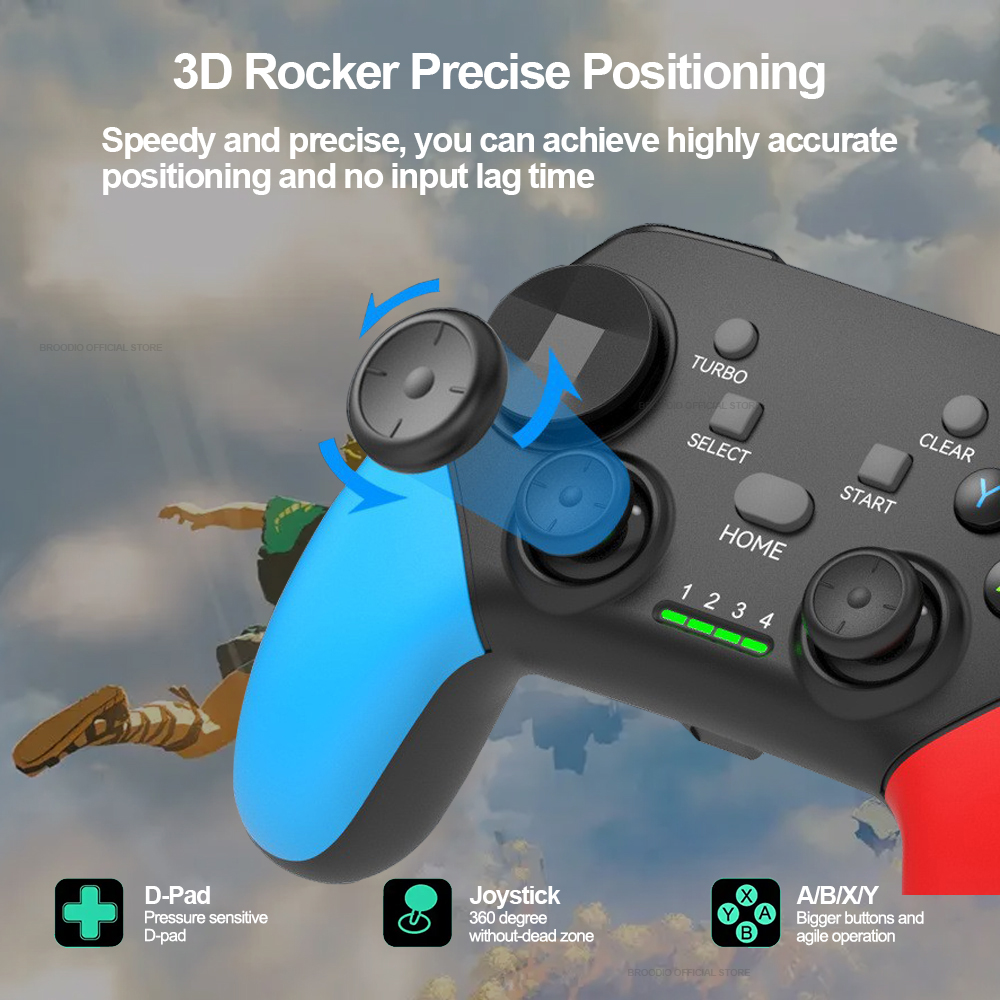 BROODIO Bluetooth Game Controller 2.4G Wireless Gamepad For Nintendo Switch Apple PS3 PS4 TV Box Games Android Phone PC Joystick. 