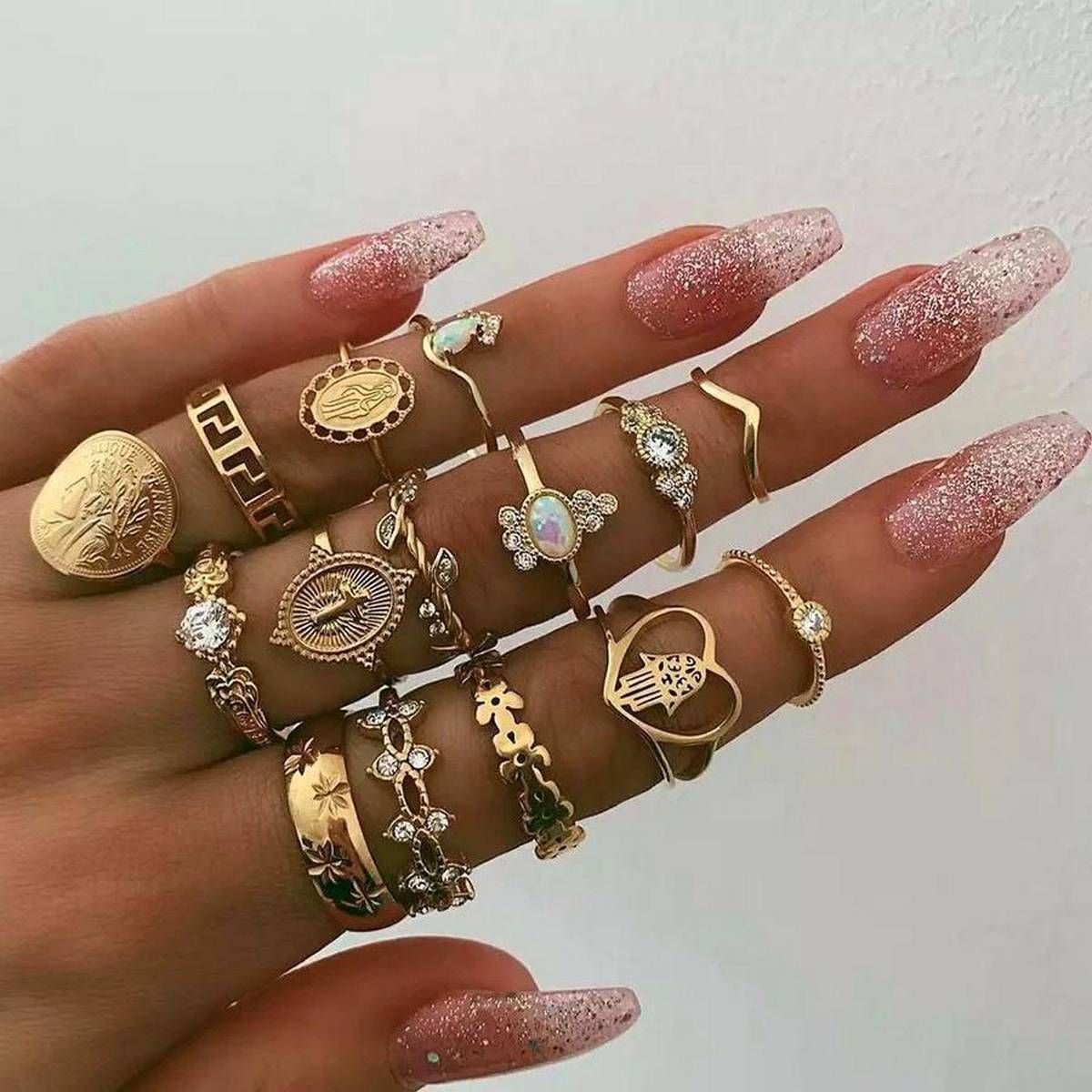15 Pcs/Set Bohemian Midi Ring Sets For Women