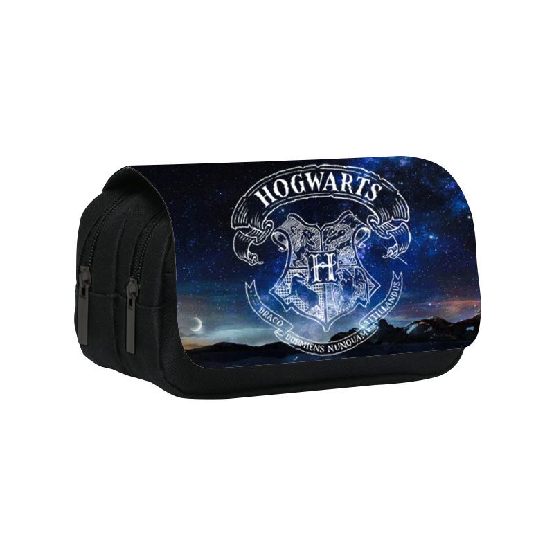 Harry Potter Pencil Case Double-Layer Large Capacity Multifunctional Zipper Pencil Case Student Pencil Case Pencil Case Printing Stationery Case. 