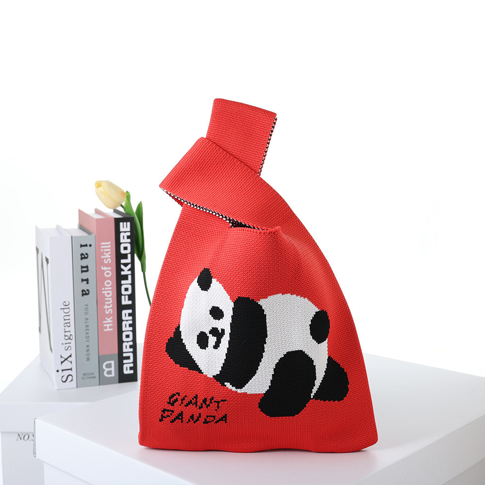2023 back panda new product large and versatile student large capacity quartle bag shoulder bag knitted bag hand bag factory. 