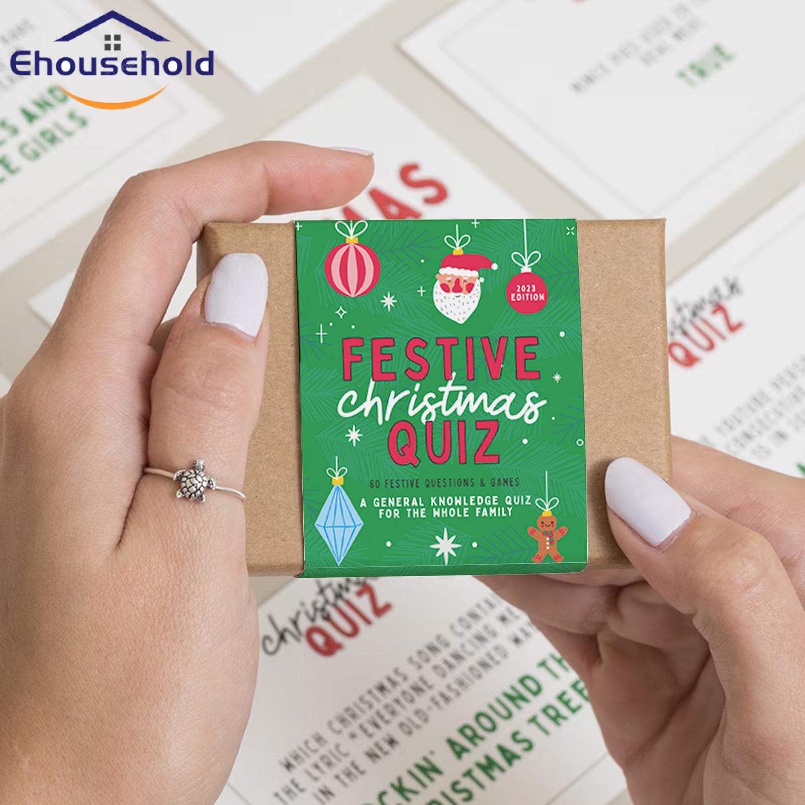 General Knowledge Quiz Card Fun Christmas Trivia Game Card Set Interactive Activity for the Whole Family Perfect Holiday Gift Christmas Quiz Card