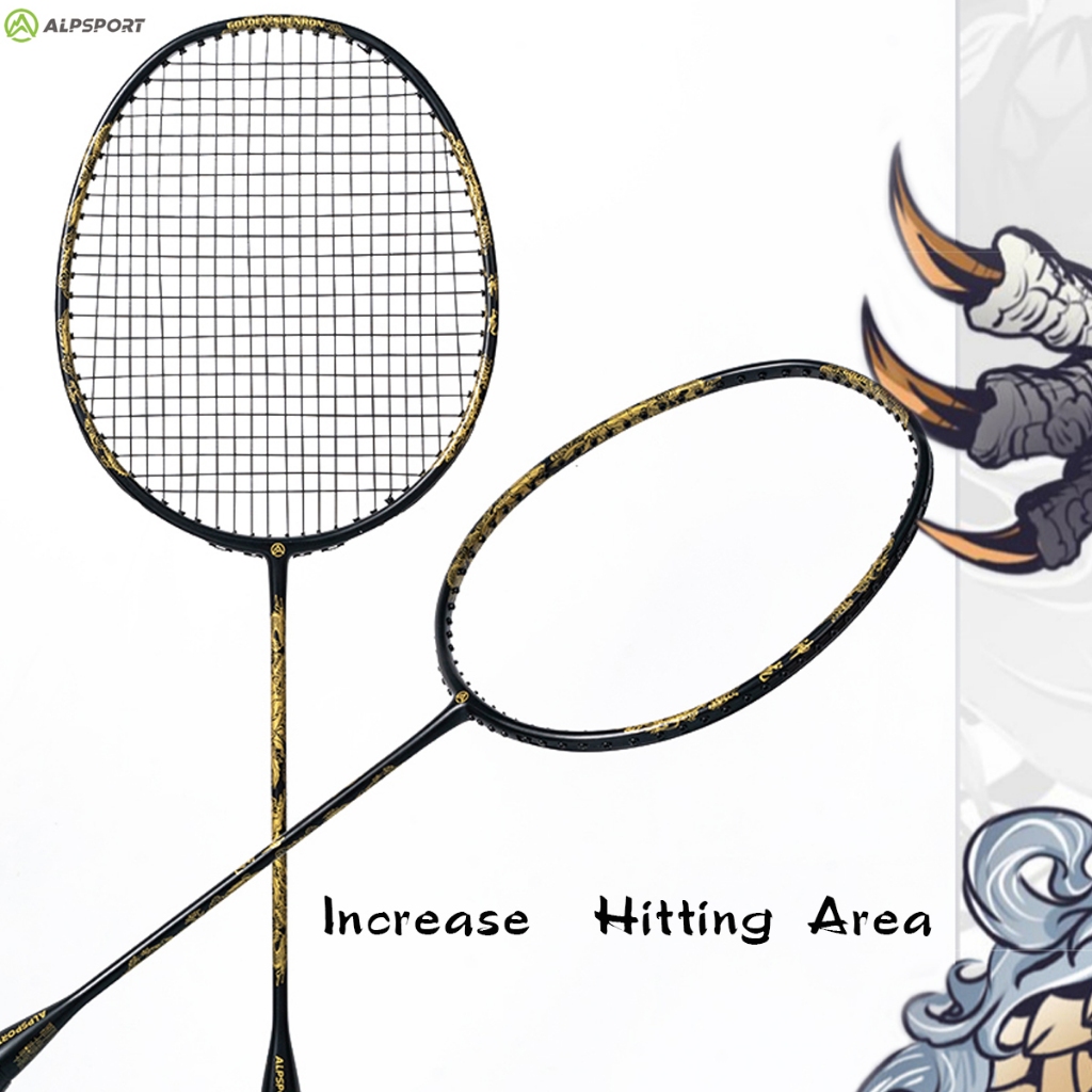 ALP-SPORT ALP DRAGON SL Carbon Fiber Badminton Racket 4U | Dragon Embossing Design | 26lbs Pre-Strung | Head Heavy for Aggressive Play | 3-Year Durability Guarantee. 