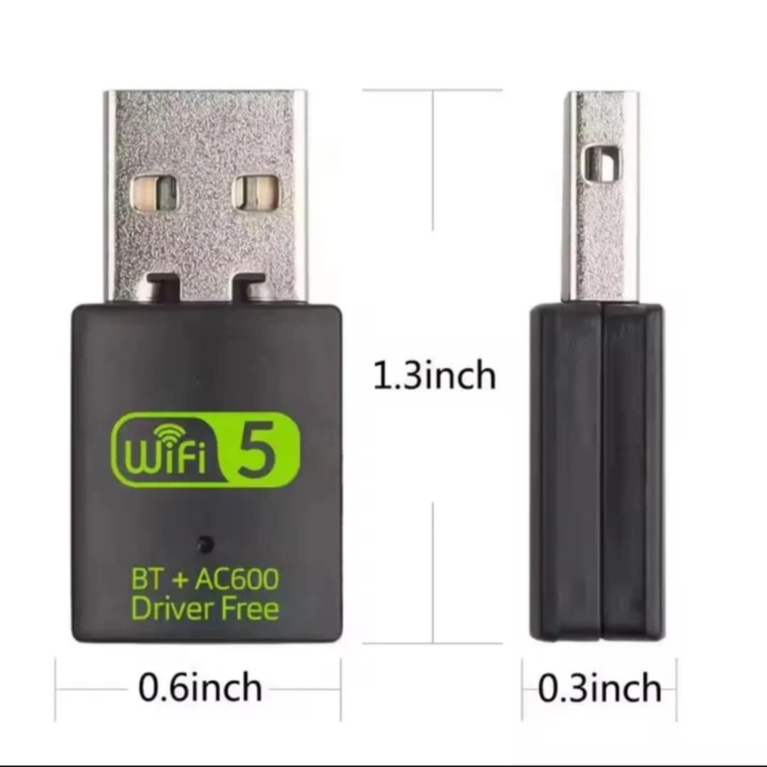 TECHG 600Mbps Dual Band WiFi + Bluetooth Adapter For Windows PC/Laptop- (Driver Free Version, WiFi Hotspot Supported, 2.4GHz + 5GHz). 