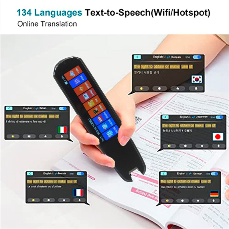 Scan Reader Pen Translatorand Reading Pen for Dyslexia Autism Smart Voice Scan Translator Pen 134 Languages Translation Durable. 