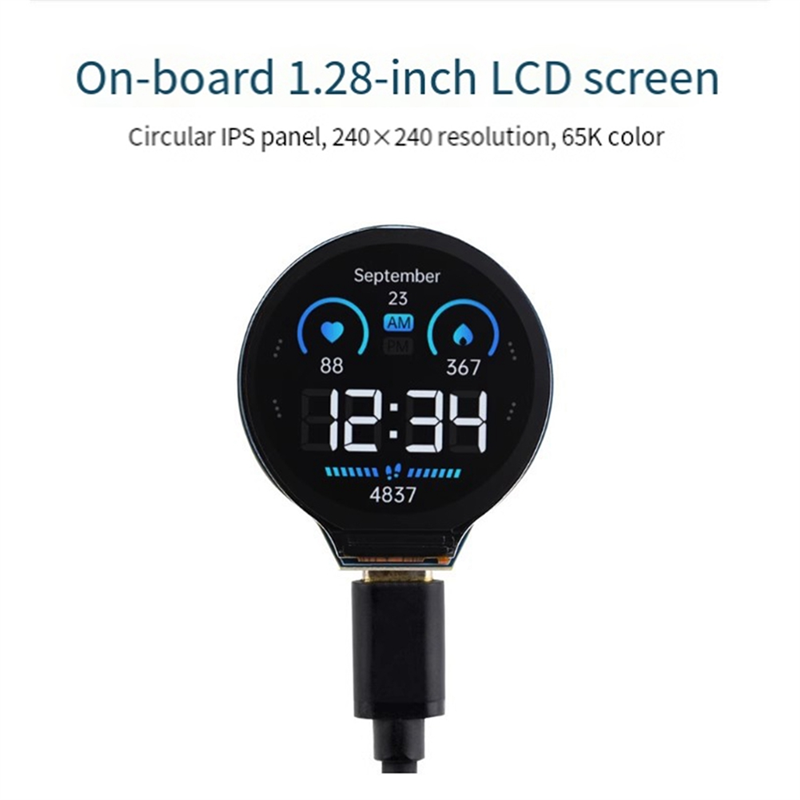 1 PCS ESP32-S3 Development Board, Integrates GC9A01 Display Driver Chip, 32-Bit LX7 Dual-Core Processor, Black ABS 1.28Inch IPS LCD. 