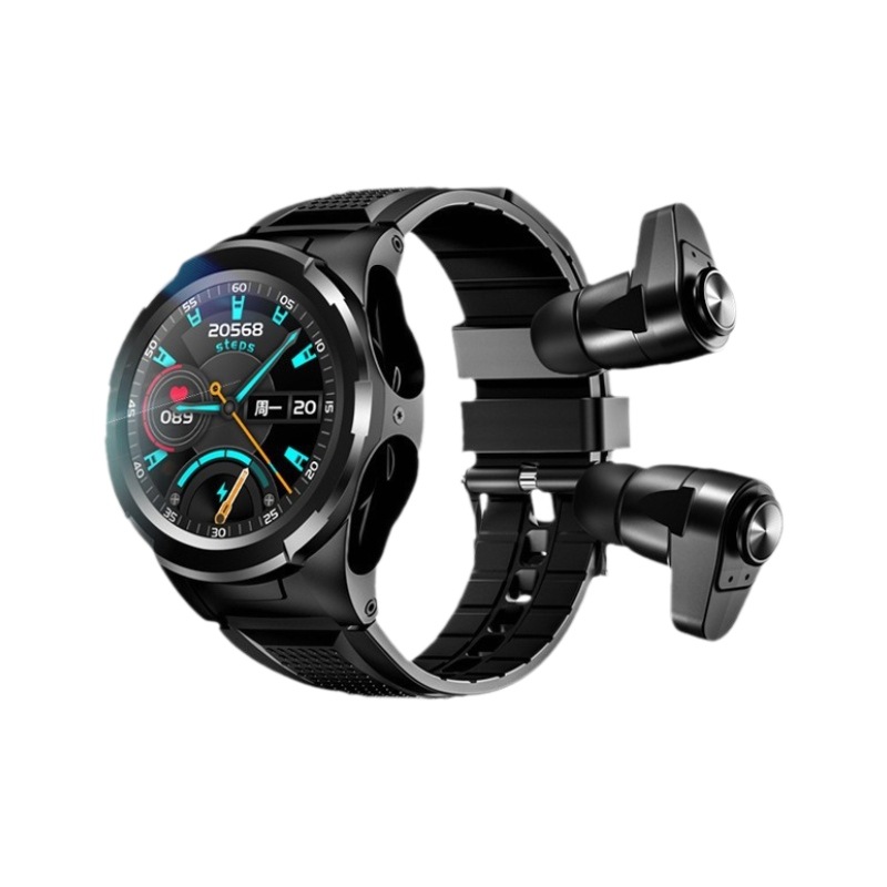 Cross-border F6 smart watch, Tws headset, 2-in-1, heart rate, blood oxygen, health monitoring, bluetooth sports watch. 