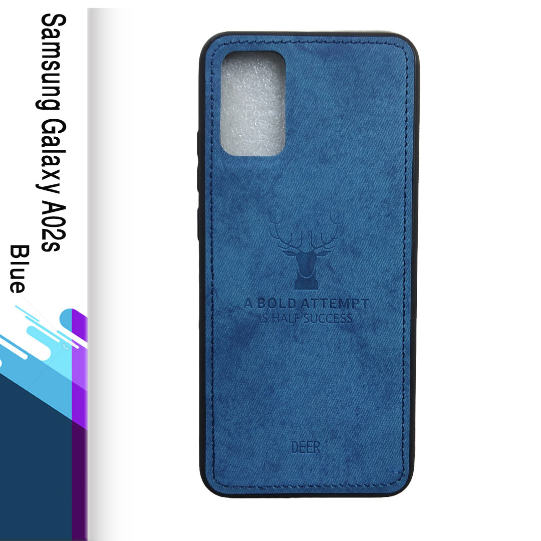 Yonpor DeerCase For Samsung Galaxy A02s - ABZ Slim Hybrid Soft Cover with Fabric Deer Design Canvas casing Stripe Waterproof Case. 