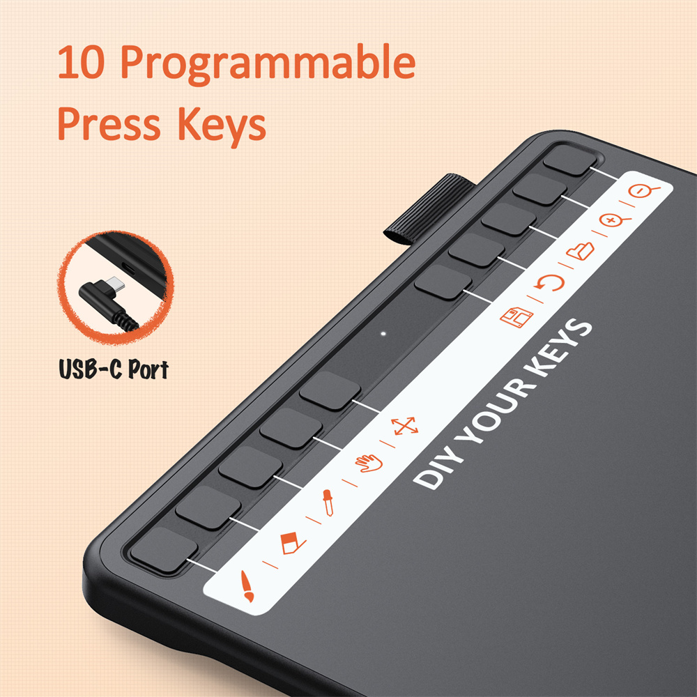UGEE S640 Drawing Tablet 6.3 inch Graphics Tablet Tilt 60° Pen Tablet Digital Art Pad 8192 Level for OSU Android Windows Mac PC. 