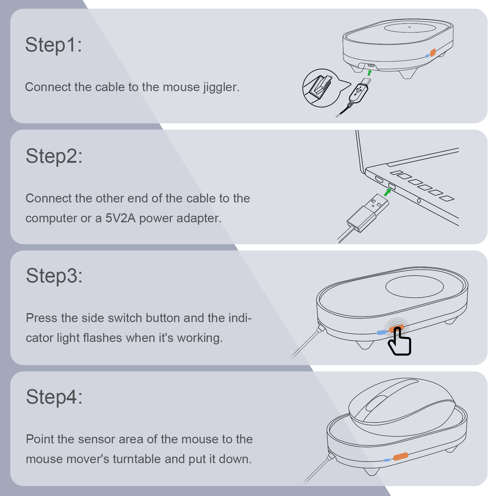 VAYDEER Mouse Jiggler Mouse Mover Mouse Movement with ON/OFF Switch for Computer Awakening. 