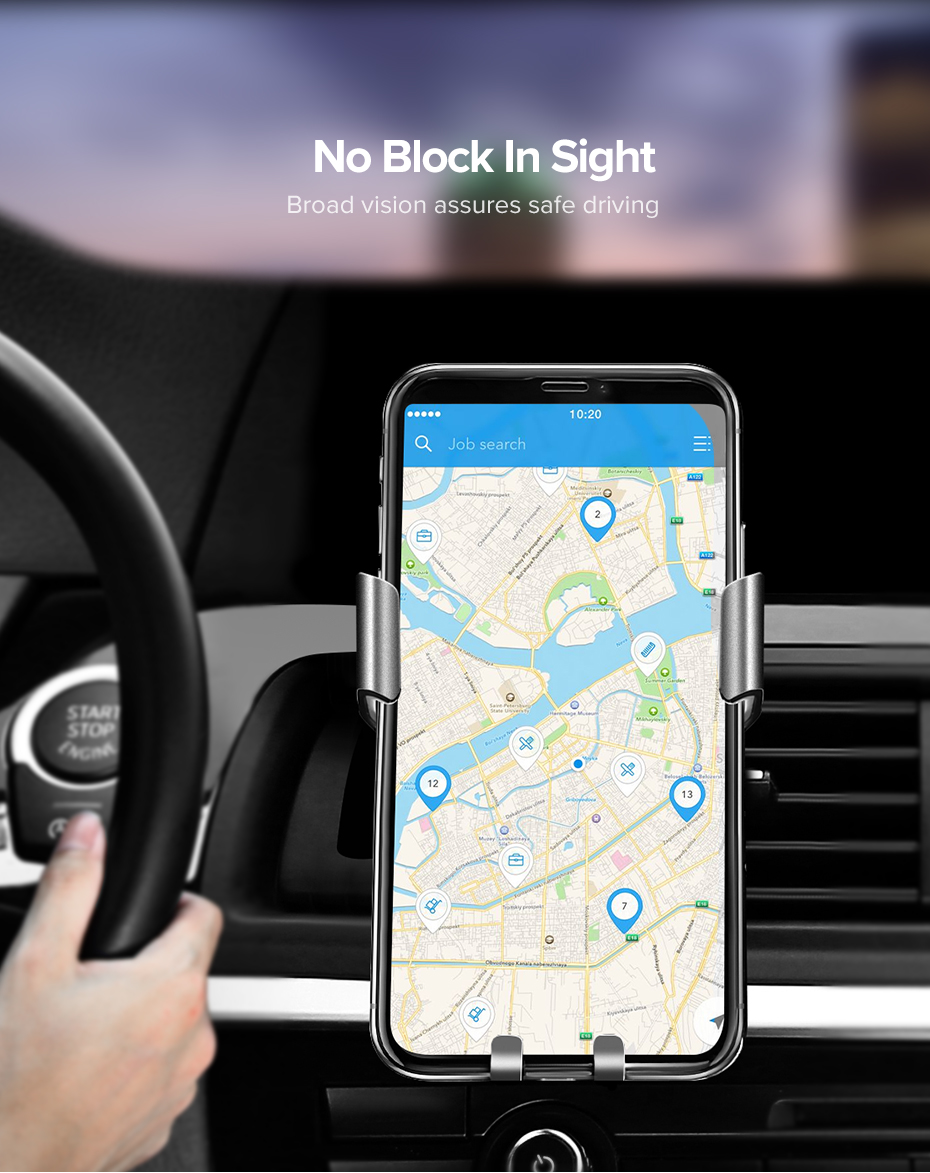 U GREEN LP130 Gravity Drive Car Mount for Mobile Smartphone Support Cell Phone Stand for iPhone 13 12 Pro Auto-Clamp Firm Grip Universal Fit Mobile Stand #40907. 