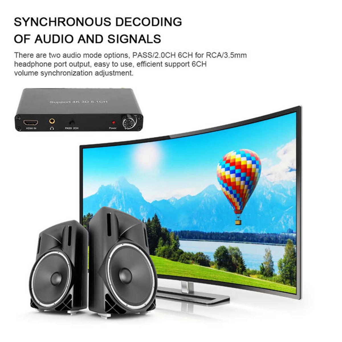 Audio Decoder HDMI Extractor Convertor for Dolby Support 4K 5.1CH Three Dimensional 110‑240V