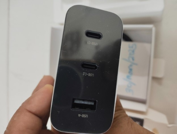 CMF by Nothing 140 W Power GaN 5 A 3 Port Mobile Charger with Detachable Cable  (Dark Grey, Cable Included). 