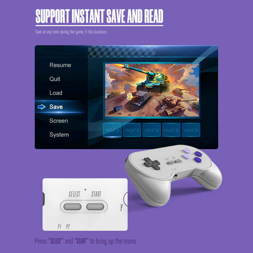 Handheld game console supports instant save and read wireless game controller 2.4G wireless game joystick gamepad withdrawal for SF2000. 