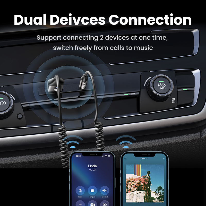 UGREEN Bluetooth 5.3 Aux Adapter Wireless Car Bluetooth Receiver USB to 3.5mm Jack Audio Mic Handsfree Adapter for Car Speaker. 