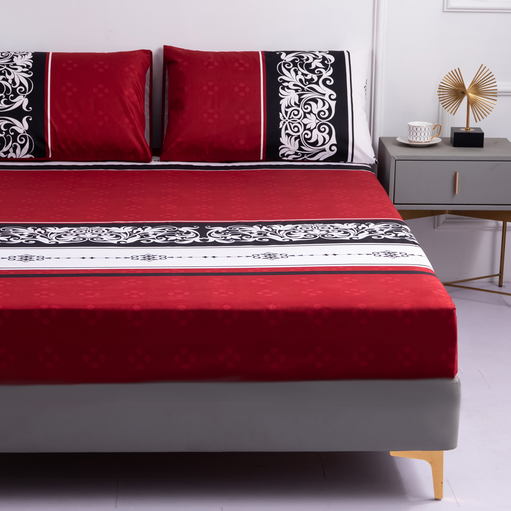 100% Waterproof Printed Bed Fitted Sheet Mattress Covers Four Corners With Elastic Band sheet for bed (Without Pillowcase). 