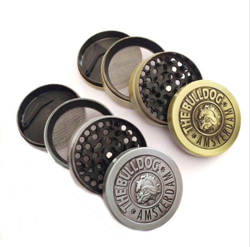 Best Tobacco, Herb and Spices Grinder for Weed and dry herbs,With Pollen, Kief Catcher. Bulldog Design by Kozo Grinders. 4 Piece Metal Zinc Alloy.. 