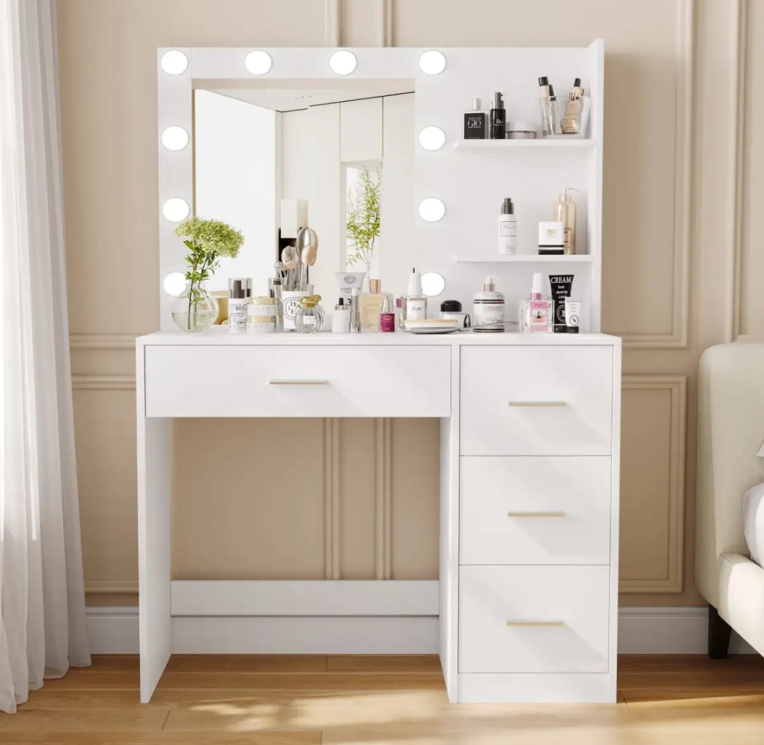 Modern Vanity Dressing Table With 10 Pcs White Led Light  by FURNIZONE BD. 