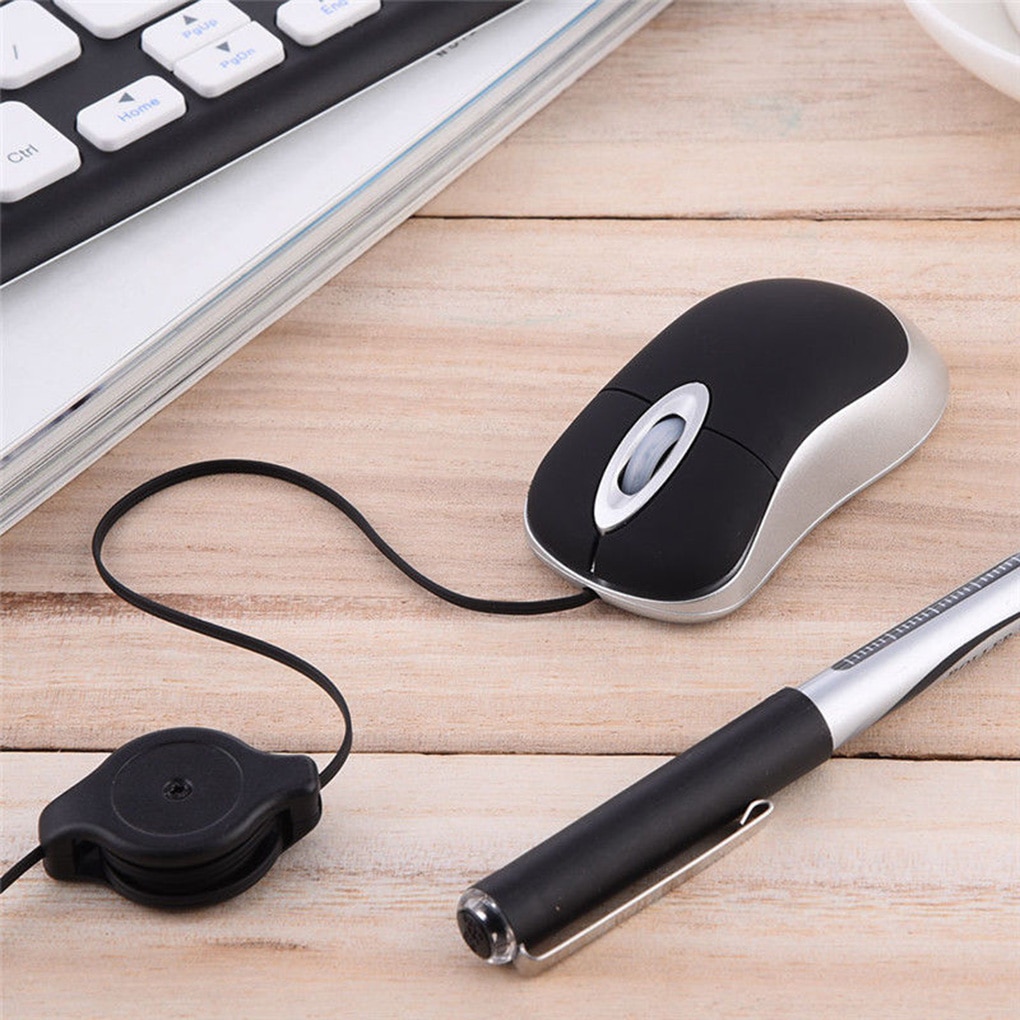 Retractable Mini 1200DPI Wired Mouse USB Optical Mouse Ergonomics Office Gaming Mouse Computer Mice For PC Laptop Notebook. 