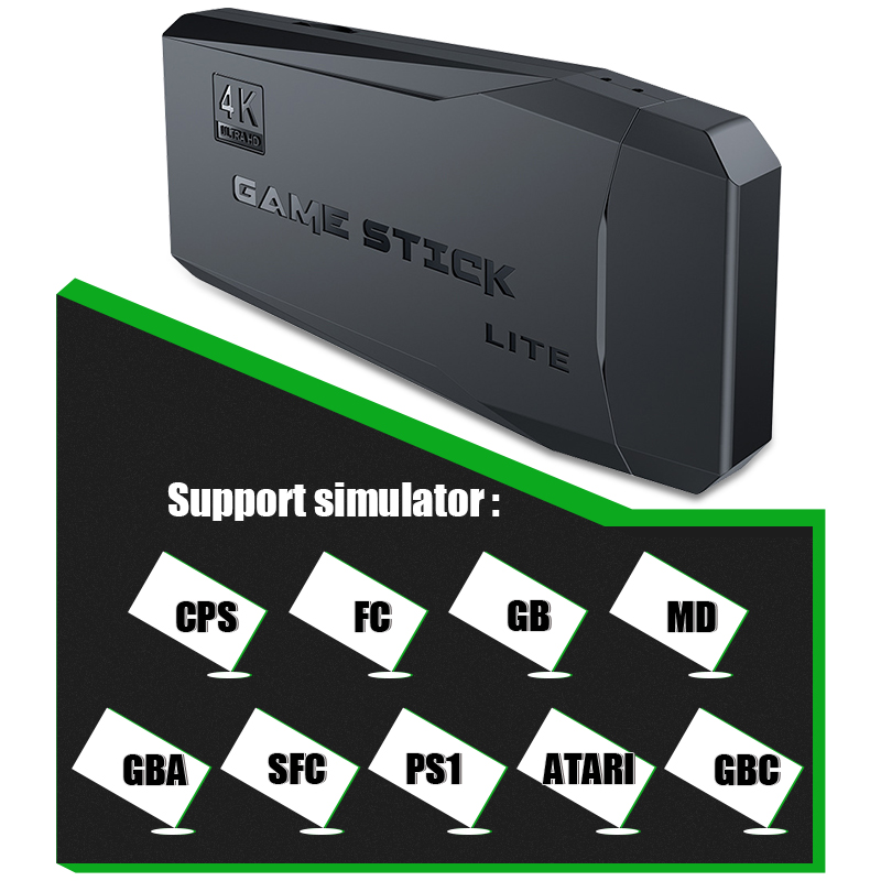 VILCORN 4k Game Stick HDMI-compatible Retro Video Game Console 64G 10000 games For PS1 GBA everdrive 2/4 Player Kid Xmas Gift. 