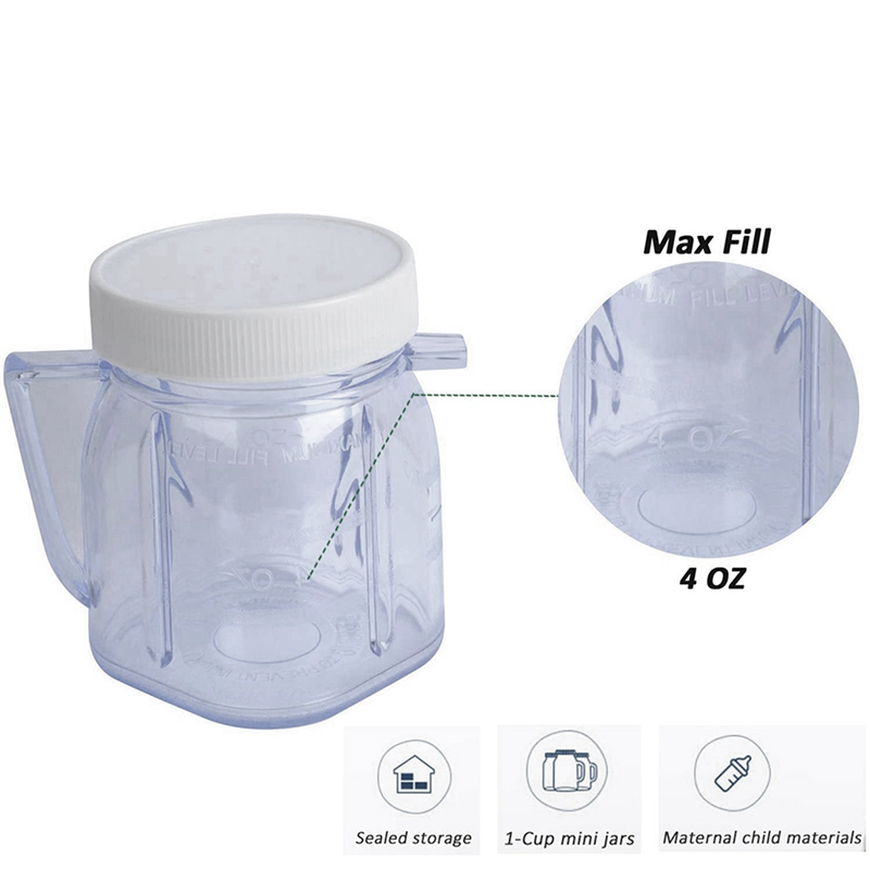 for Oster Blender Replacement Parts, 4937 Mini Osterizer Blender Jar Accessory, Cup Mini Plastic Jars with Lids (3 Pack). 