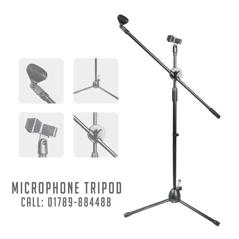 Adjustable Microphone Stand - Dual Microphone Holder for Floor or Standing Use. 