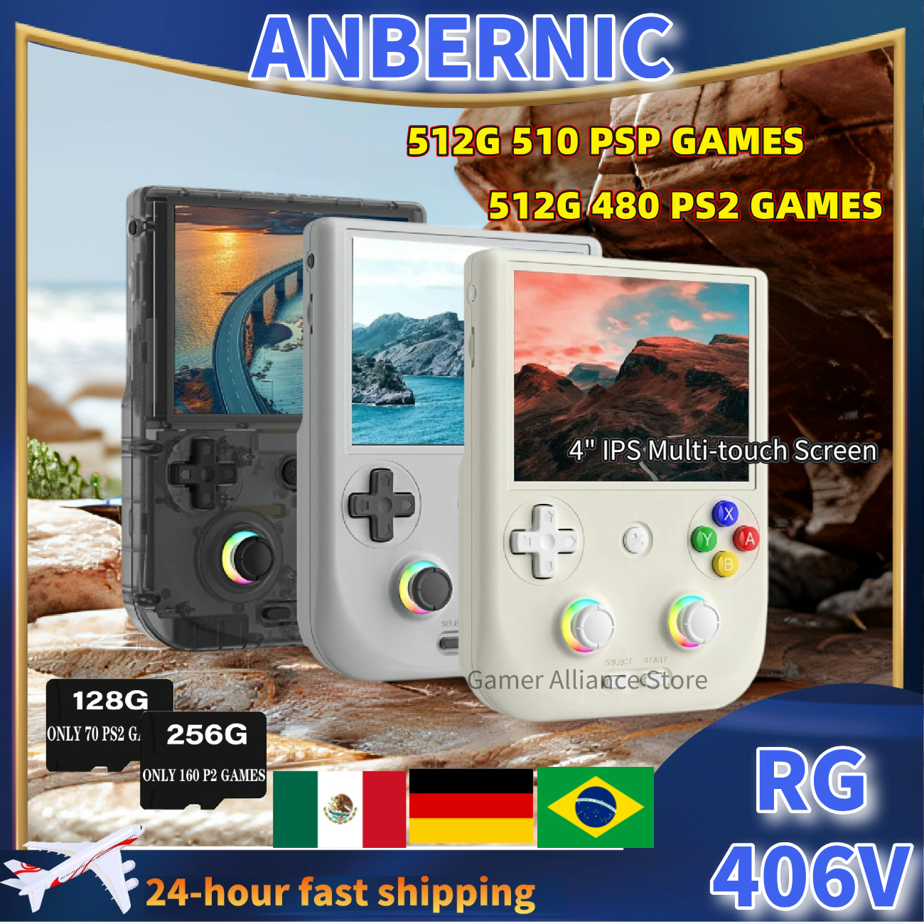 ANBERNIC RG406V Retro Handheld Game Console Video Game Consoles RG 406V 4 IPS touch Screen Android13 Unisoc T820 RGB lighting