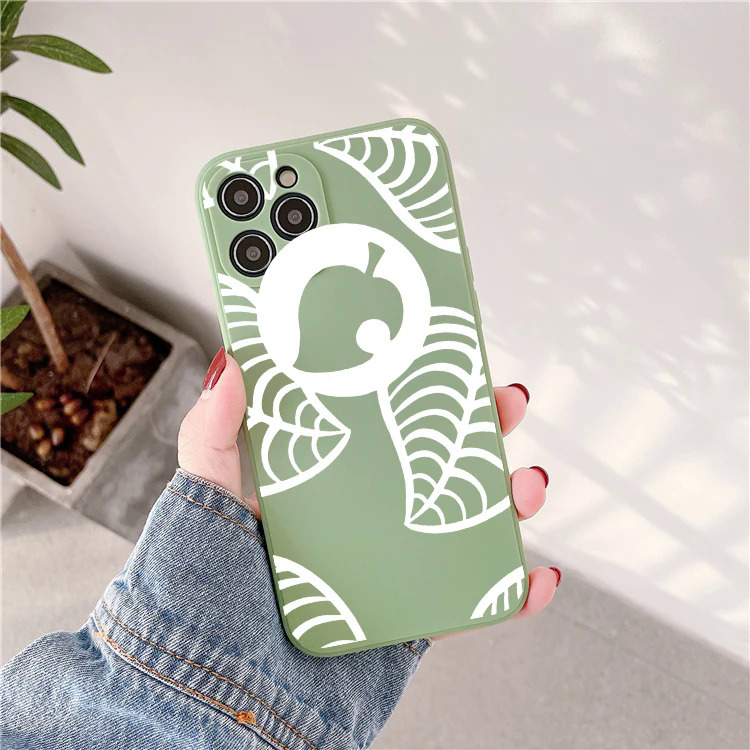 【Healer DingD】Cartoon Animal Crossing Phone Case for IPhone 15 14 13 12 11 Pro Max X XSMAX XR 7 8Plus SE Leaf Pattern Soft Silicone Back Cover. 