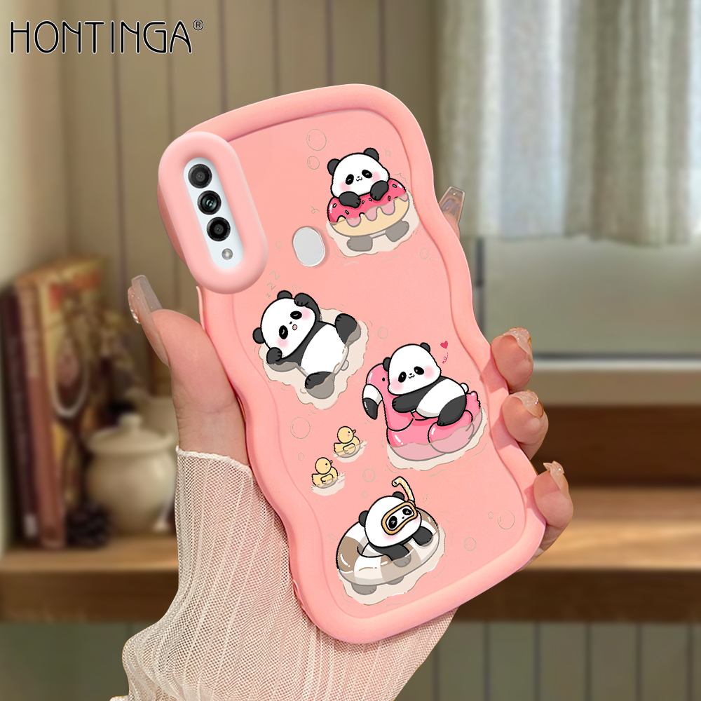 Hontinga for OPPO A31 2020 Back Cover Cute Panda Pattern Luxury Phone Cover Soft Silicone Macaron Wave Mobile Case