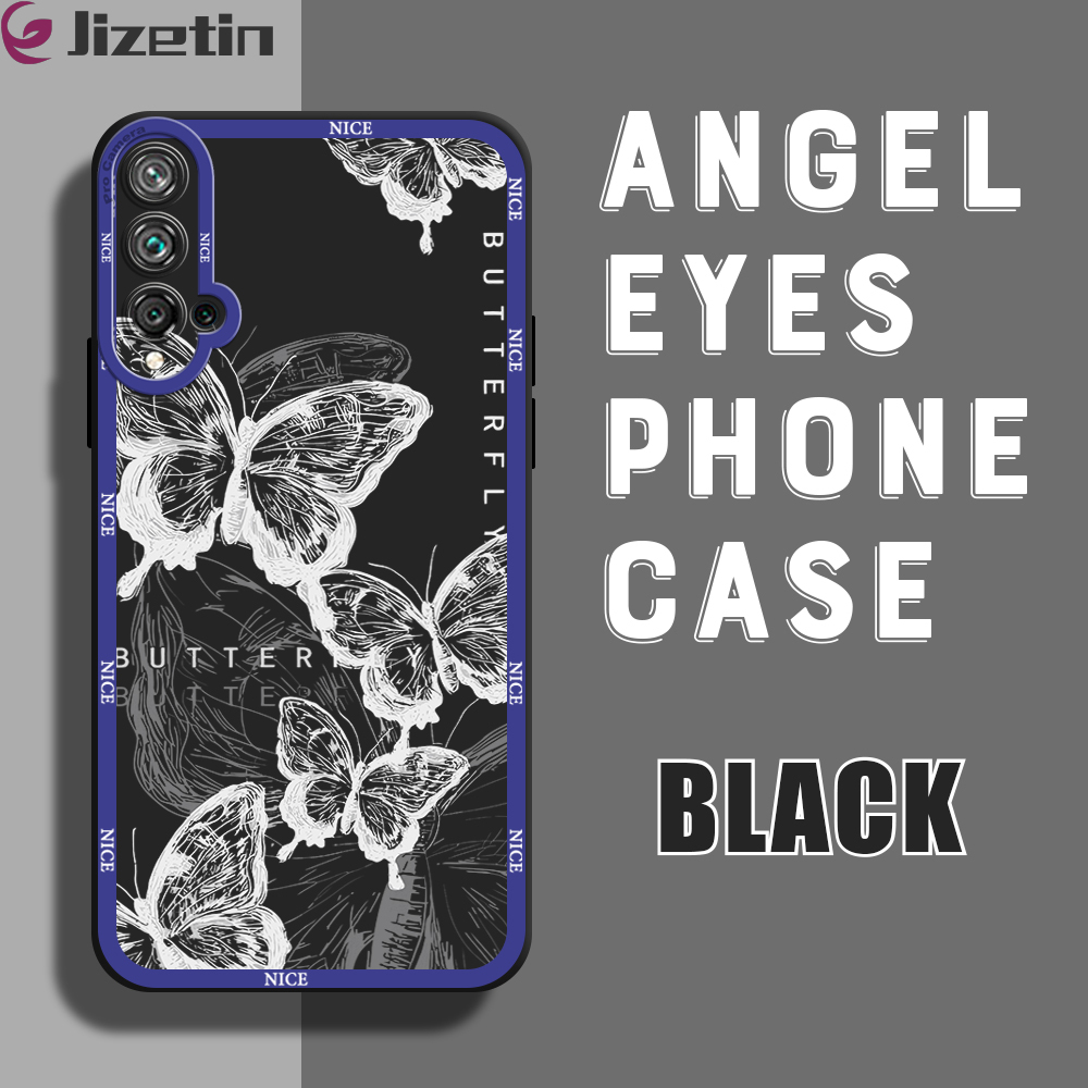 Jizetin for Huawei Nova 5T / Honor 20 Back Cover Butterfly Drawing Lens Full Protection Frame Phone Case Soft TPU Shockproof Mobile Phone Cases
