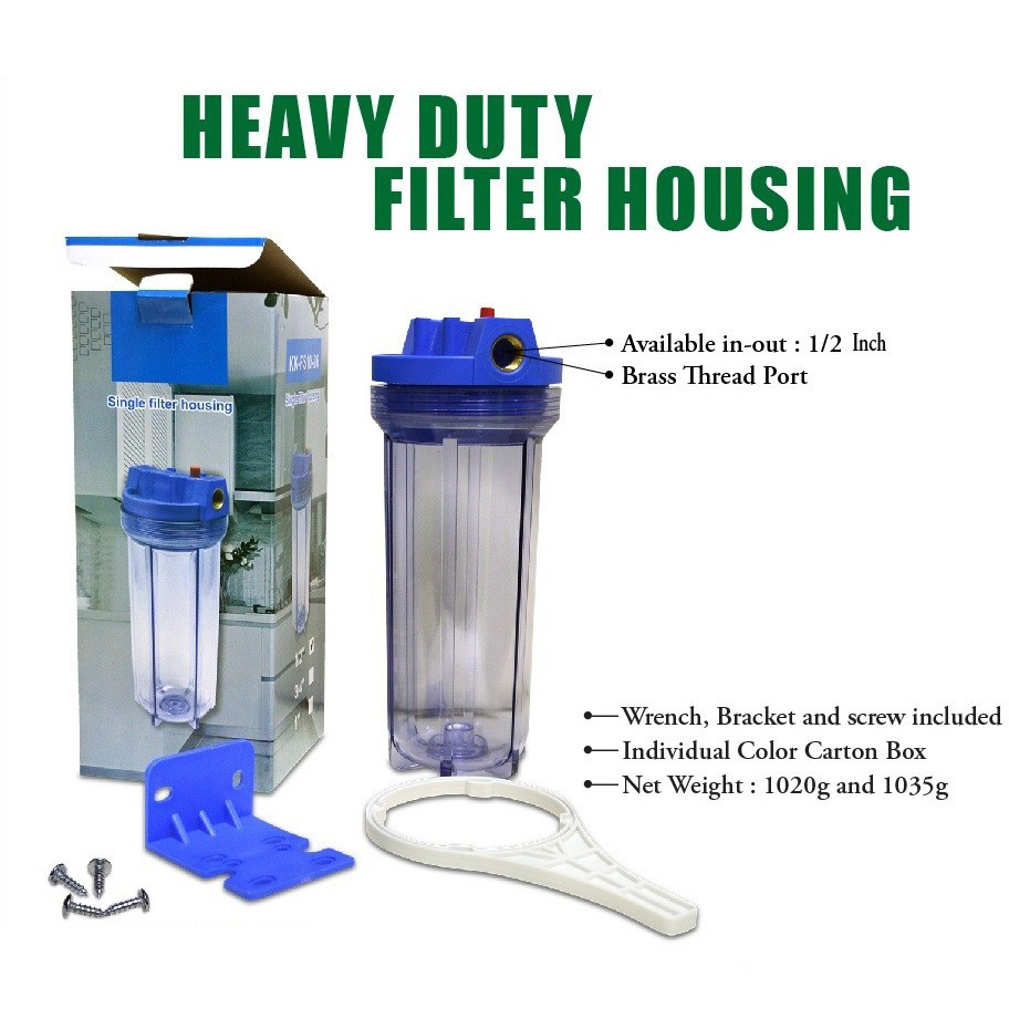 10 Inch 1/2" & 3/4 " Under Sink Inline Water Filter Purifier System Housing + Whole Filter Set. 